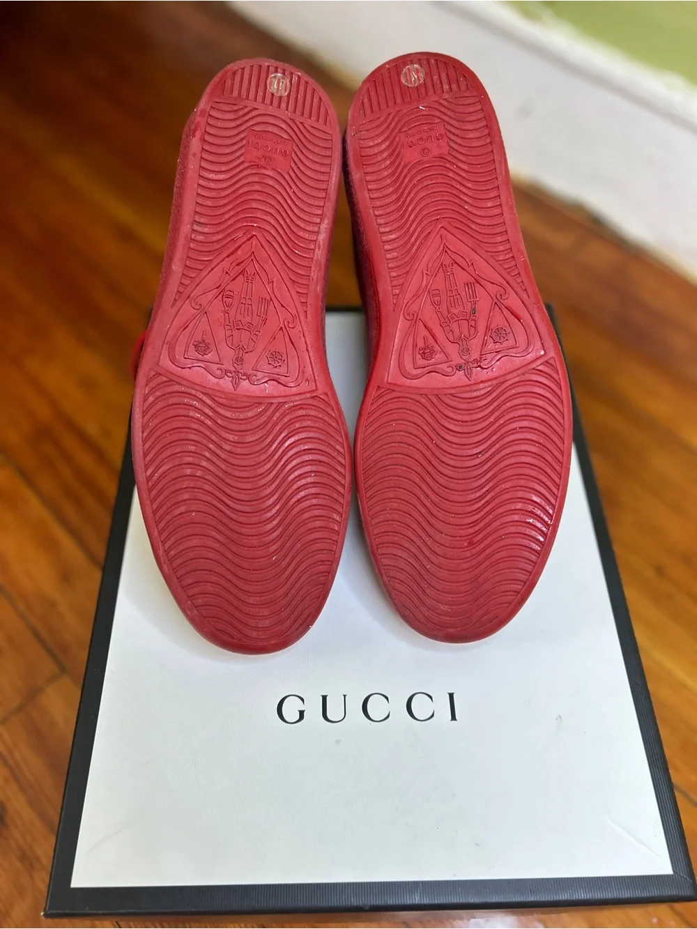 Gucci Ace Red Leather High-Top Sneakers